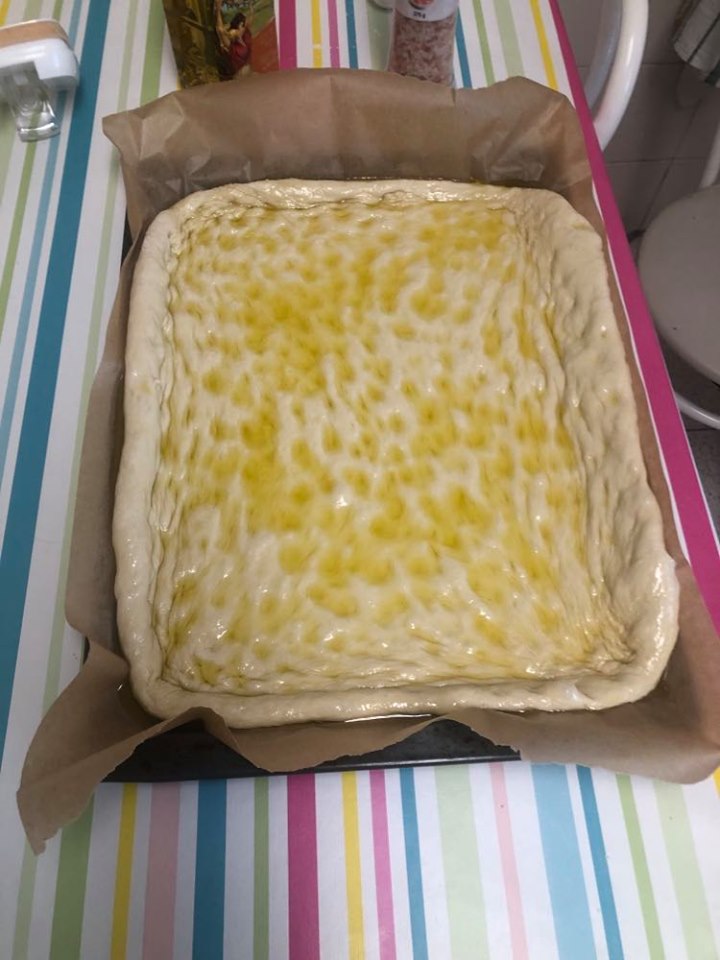 Home made white pizza, before the oven